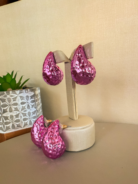 Brinco Gota Carnaval Metalizado Pink