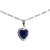 Dije corazón azul marino con cadena figaro de 50 cm x 2.5 mm incluida, todo elaborado con plata 925. SKU: D36 - comprar en línea