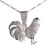 Dije gallo con ojo negro y circonias con cadena figaro de 50 cm x 2.5 mm incluida, todo elaborado con plata 925. SKU: D38 - comprar en línea