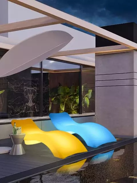 Silla de salón luminosa LED para exteriores, sofá de piscina, patio, primavera
