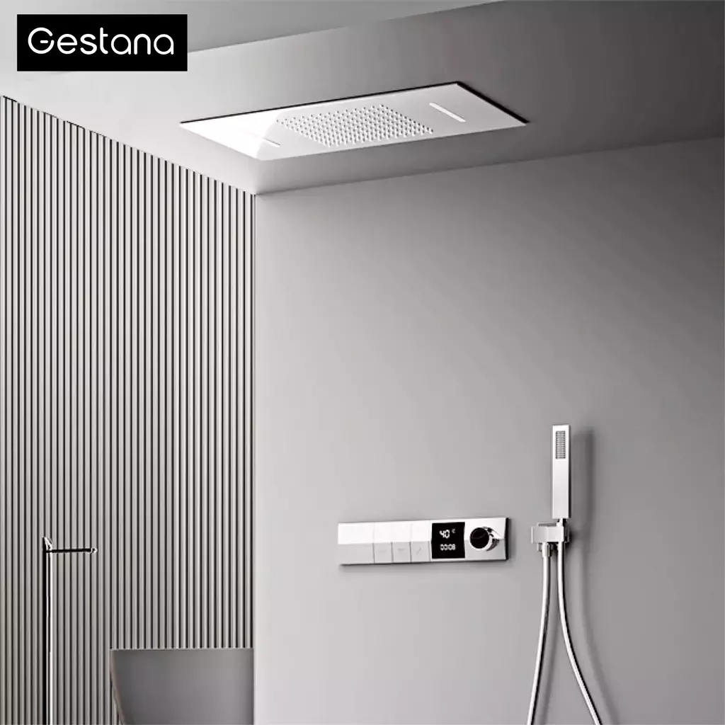 Sistema de ducha de lluvia termostático de techo cromado montado en la pared Pa