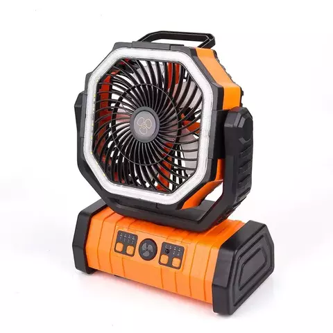 Ventilador portátil con gancho para acampada, dispositivo recargable con luz LE