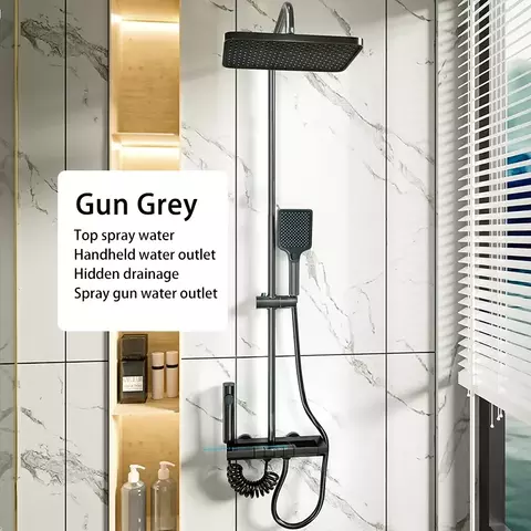 Juegos de sistema de ducha de baño, botón de piano, luz ambiental, pantalla di
