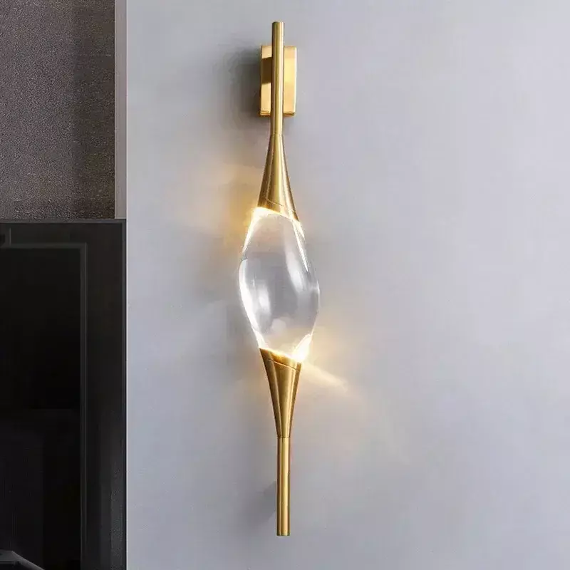 Lámparas de pared modernas y lujosas de cobre y cristal: lámparas de pared para