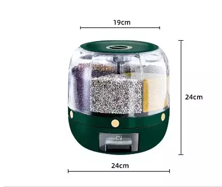 Dispensador de arroz giratorio de 360 grados, cubo de grano de cereales seco sel