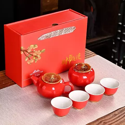 Juego de té de cerámica de caqui Kung Fu, regalo de boda, juego de banquete de