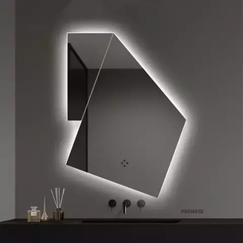 Espejos de baño creativos de forma especial, espejos de baño Led inteligentes