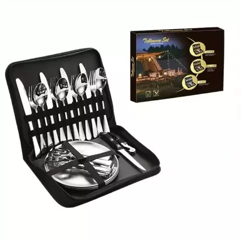 Juego de cubiertos de acero inoxidable para exteriores, camping, picnic, carne,