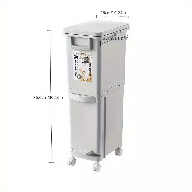 Bote de basura grande de doble compartimento, Pedal de pie, contenedor de plást