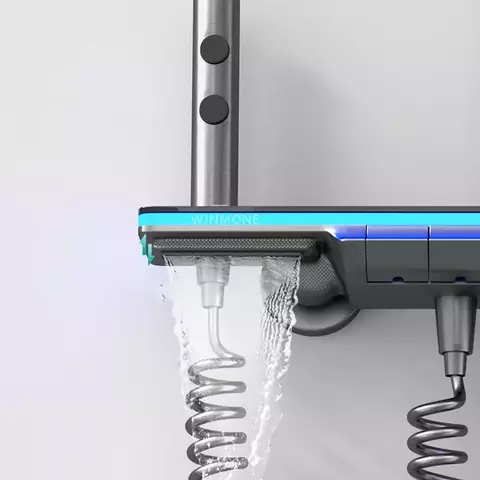 Sistema de ducha de lujo con luces, llave de piano de vidrio templado, termostat