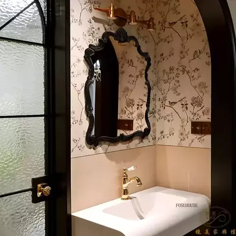 Espejo de baño Retro europeo, espejos de baño para el hogar, espejos decorativ