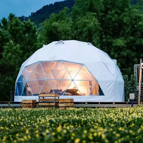 Cúpula geodésica para invernadero, tienda redonda transparente, cielo estrella