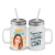 Caneca de vidro com tampa e canudo - comprar online