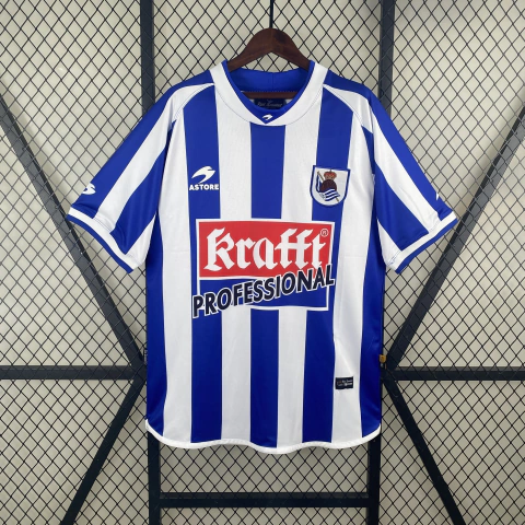 Camisa Real Sociedad Retro 02/03 - Torcedor Masculina - Azul