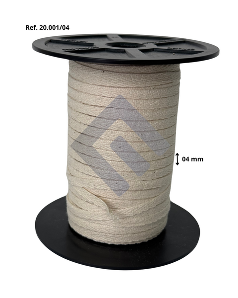 Cadarço Sarjado 100% Algodão 4mm - Rolo com 100 Metros