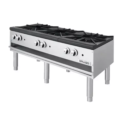 Estufón 3 secciones horizontal, patas largas, gas propano. GPFO-03-HSH