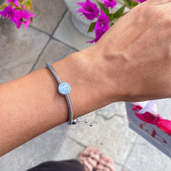 Pulseira ajustável inspiração Pandora em aço inox