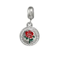 Berloque rosa vermelha cravejada