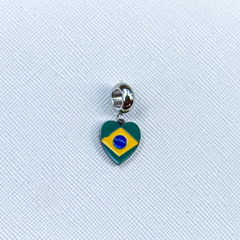 Berloque Brasil coração em aço inox