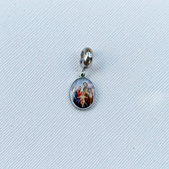Berloque imagem sagrada família em aço inox