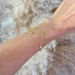 Pulseira dupla coração + pérolas