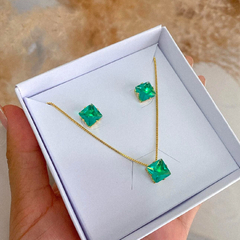 Conjunto com pedra quadrado