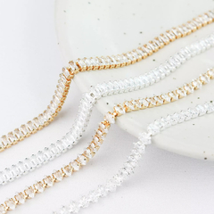 Pulseira baguetes zircônias - semijoia