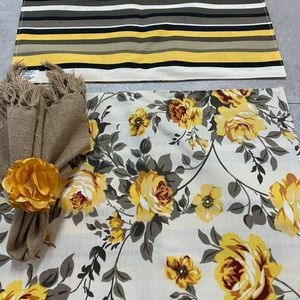 Jogo Americano Avulso Impermeavel Dupla Face Amarelo Floral