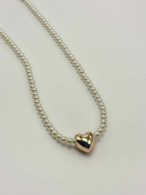 Colar Pérola Coração Ivy