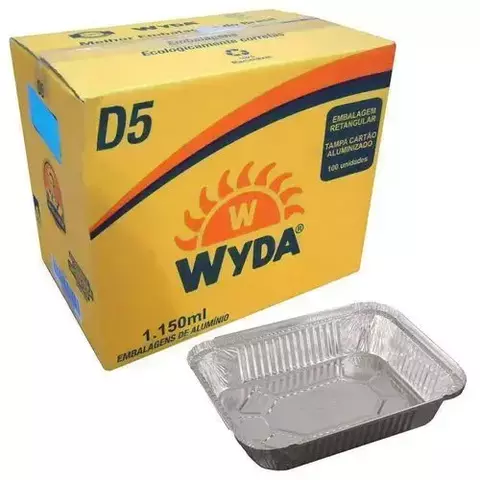BANDEJA RETANGULAR D5 COM TAMPA 1150ML 170X224 - CAIXA COM 100 - WYDA