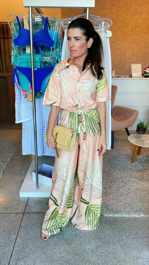 Macacão pantalona com mangas