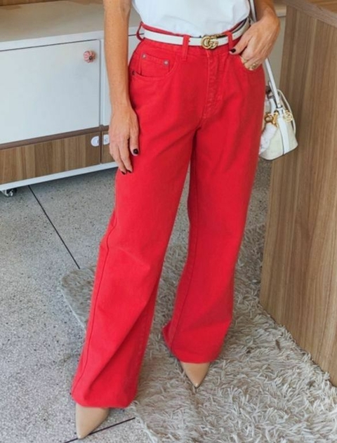 Calça Wide Leg Cereja