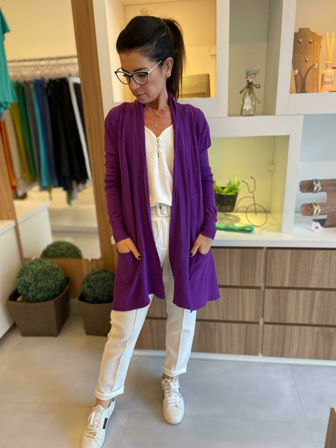 Maxi Cardigan no Roxo