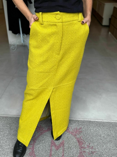 Saia Encourada Forrada com Bolsos e Passante para Cinto