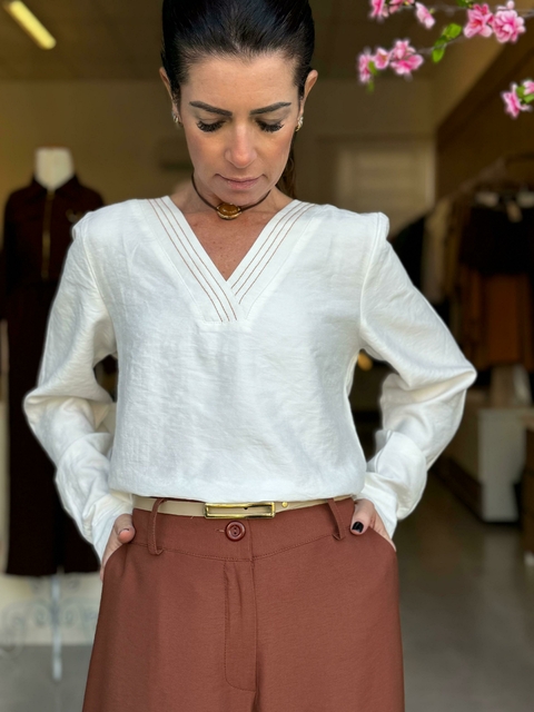 Blusa Gola V de Mangas Compridas