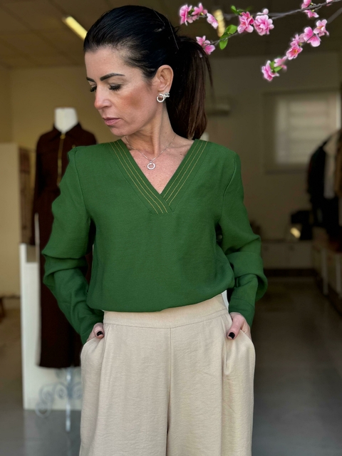 Blusa Gola V de Mangas Compridas