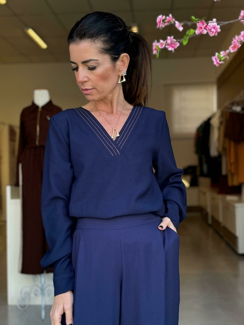 Blusa Gola V de Mangas Compridas