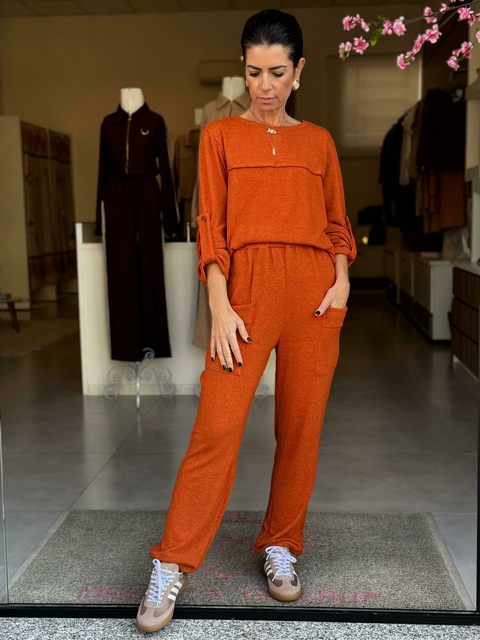 Conjunto em Tricot no Terracota - comprar online