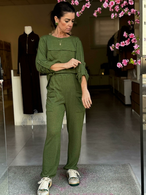 Conjunto em Tricot no Verde Folha - comprar online