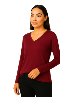 REMERA ESCOTE EN V MANGA LARGA