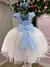 Vestido Juvenil Jardim das borboletas Azul bebê e Off - loja online
