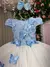 Vestido Juvenil Jardim das borboletas Azul bebê e Off - Doremifa Moda Kids
