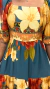 vestido curto com manga estampado raizes da terra - azul-petróleo - comprar online