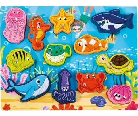 ENCAIXE 3X1 PESCARIA ALINHAVO QUADRO-BRANCO MDF UN FUNDO DO MAR TM