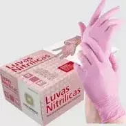 Luva Nitrílica Powder Free Rosa