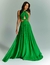 Vestido de festa longo verde bandeira com amarração e recortes elegantes  ideal para look casual