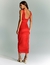 Vestido De Festa Midi Com Saia Envelope Vermelho Limerick na internet