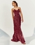 Vestido De Festa Longo Com Fio De Lurex Marsala Ely - loja online