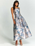 Vestido De Festa Midi Estampado Azul Marinho Oxford - loja online