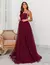 Vestido de festa longo de tule drapeado na cor marsala  ideal  para formandas, madrinhas de casamento, ocasião especial